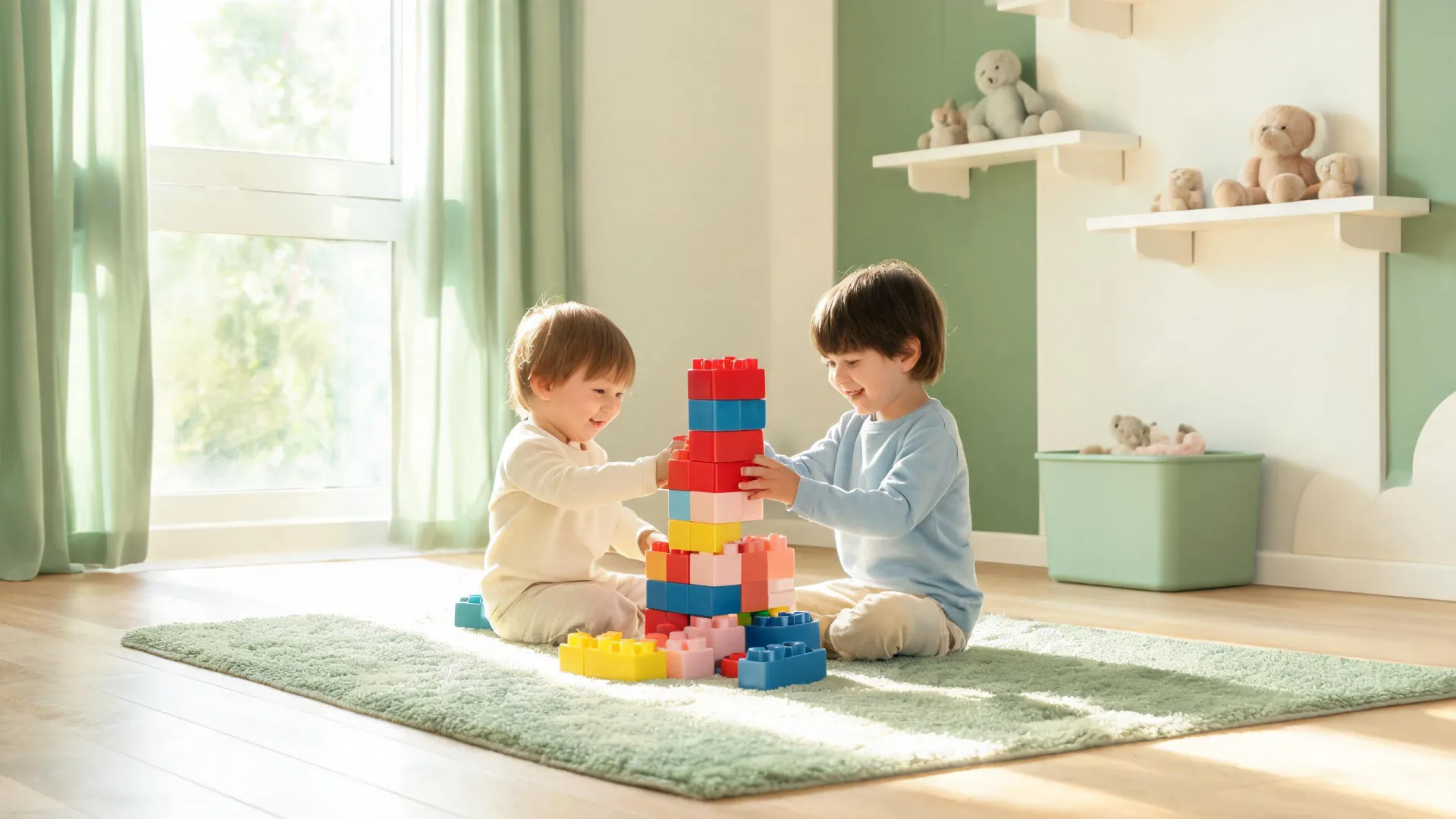 Duplo family playtime with building blocks